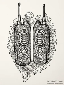 Walkie-talkie, retro pair, tattoo flash sheet... - эскиз тату (№1752568251_0, 15.07.2025 08:30) — Tatufoto.com