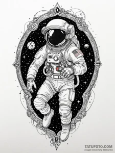 Astronaut with galaxy swirling inside, artist... - эскиз тату (№1752568593_0, 15.07.2025 08:36) — Tatufoto.com