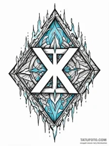 Ice rune etched in stone wall, ink illustrati... - эскиз тату (№1752568678_0, 15.07.2025 08:37) — Tatufoto.com
