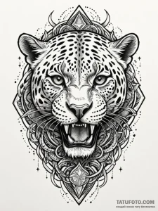 Jaguar relic devouring starlight, tattoo draw... - эскиз тату (№1752568765_0, 15.07.2025 08:39) — Tatufoto.com