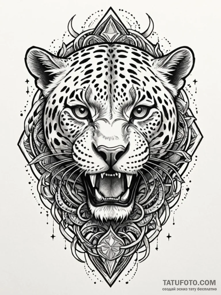 Jaguar relic devouring starlight, tattoo draw... - эскиз тату (№1752568765_0, 15.07.2025 08:39) — Tatufoto.com