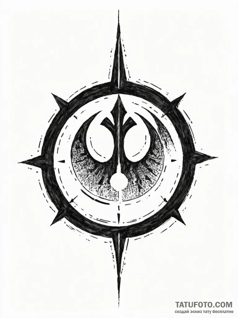 Rebel alliance's starbird symbol, but scorche... - эскиз тату (№1752568935_0, 15.07.2025 08:42) — Tatufoto.com