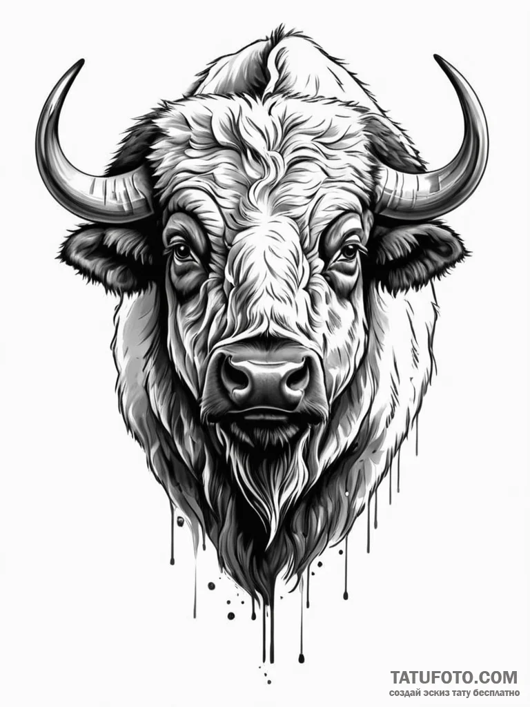 Buffalo - эскиз тату (№1752569020_0, 15.07.2025 08:43) — Tatufoto.com