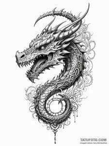 Chain binding skeletal dragon, tattoo line ar... - эскиз тату (№1752569704_0, 15.07.2025 08:55) — Tatufoto.com