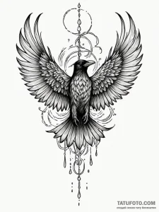 Crow wings made of smoke, tattoo line art, ro... - эскиз тату (№1752569786_0, 15.07.2025 08:56) — Tatufoto.com