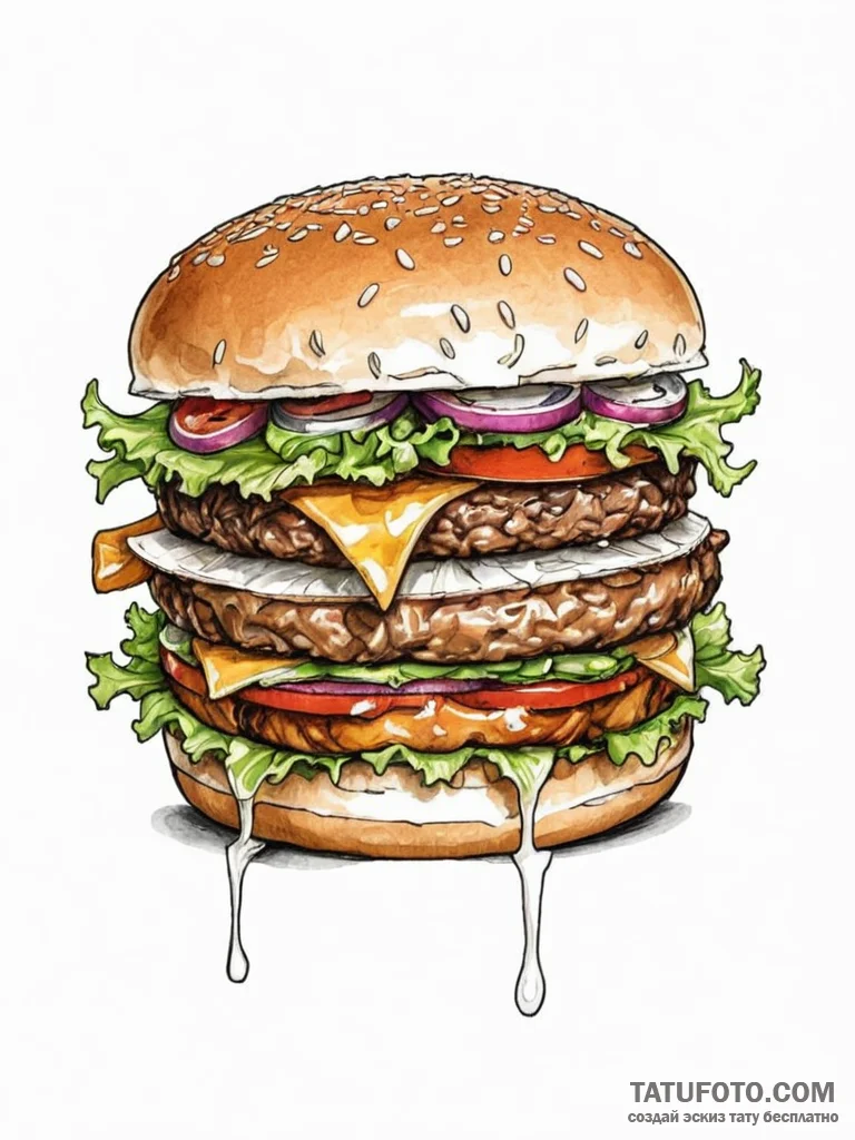 Hamburger - эскиз тату (№1752570041_0, 15.07.2025 09:00) — Tatufoto.com