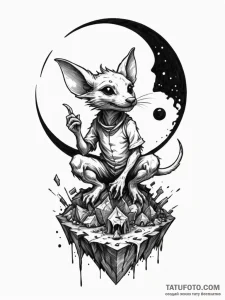 Kobold figure beneath crimson moon, concept a... - эскиз тату (№1752570297_0, 15.07.2025 09:04) — Tatufoto.com