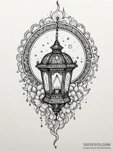 Lantern melting beneath sun, tattoo sketch de... - эскиз тату (№1752570382_0, 15.07.2025 09:06) — Tatufoto.com