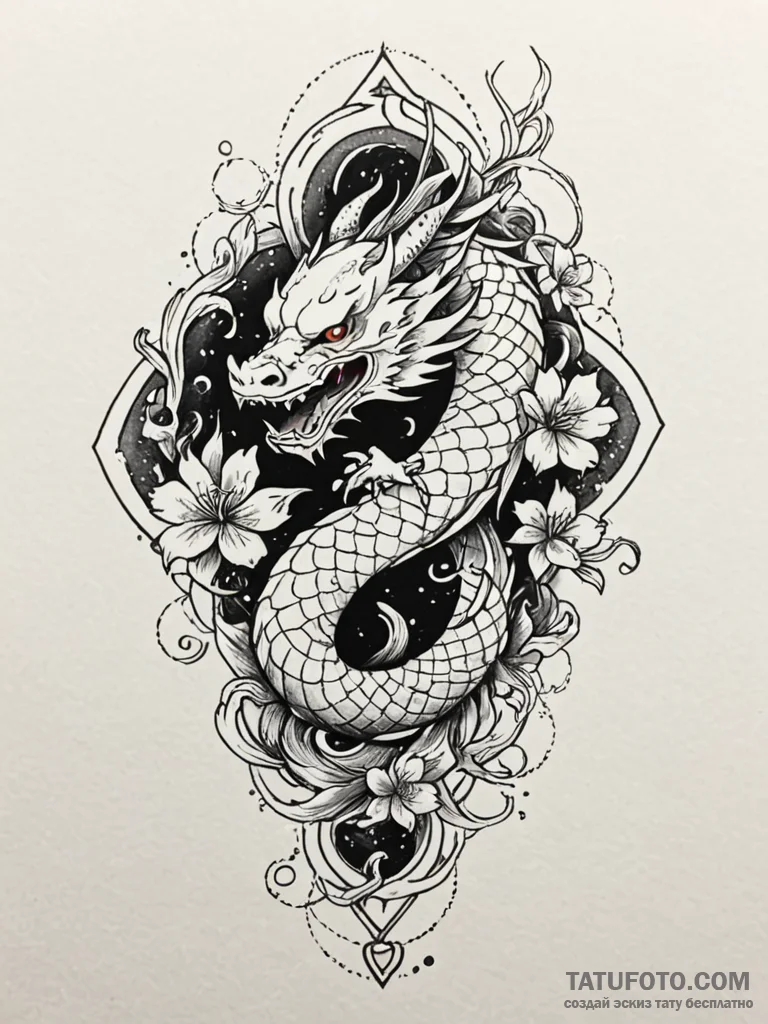 Fallen sigil beneath celestial bloom, tattoo... - эскиз тату (№1752570552_0, 15.07.2025 09:09) — Tatufoto.com