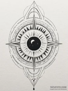 Eclipse blade beneath celestial eye, ink illu... - эскиз тату (№1752570636_0, 15.07.2025 09:10) — Tatufoto.com