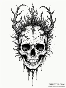 Ghostly helm bound in roots, tattoo flash she... - эскиз тату (№1752570979_0, 15.07.2025 09:16) — Tatufoto.com