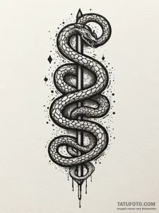 Glyph-etched serpent through spectral rift, t... - эскиз тату (№1752571149_0, 15.07.2025 09:19) — Tatufoto.com