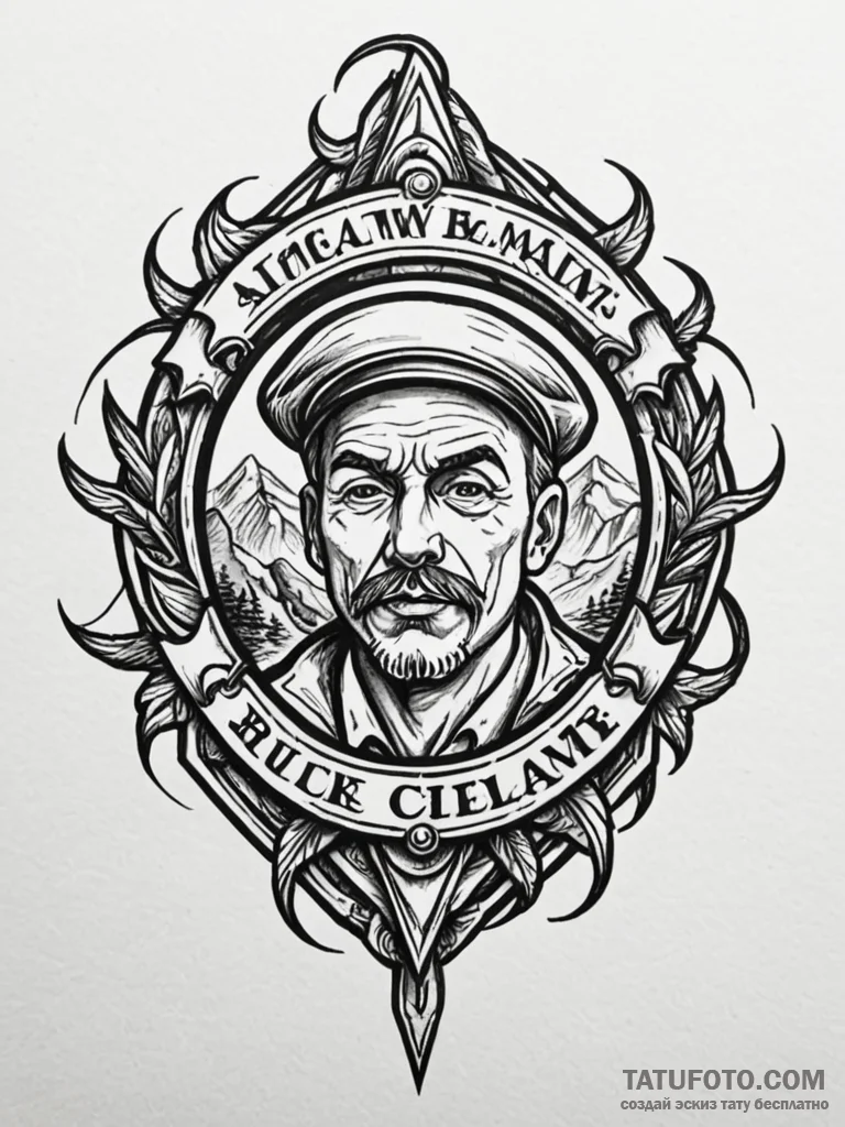 Outlaw badge rusted with age, tattoo sketch d... - эскиз тату (№1752571406_0, 15.07.2025 09:23) — Tatufoto.com