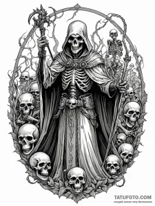 Lich, the undead sorcerer, commanding an army... - эскиз тату (№1752571658_0, 15.07.2025 09:27) — Tatufoto.com