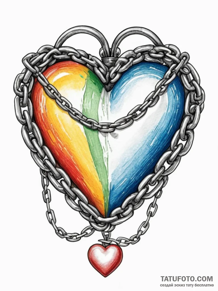 Frosted heart wrapped in chains, concept art… — эскиз тату (№1752572693_0, 15.07.2025 09:44) — Tatufoto.com