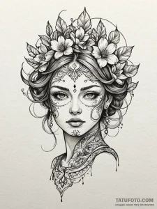 U, concept art for tattoo, on a clean white p... - эскиз тату (№1752572779_0, 15.07.2025 09:46) — Tatufoto.com
