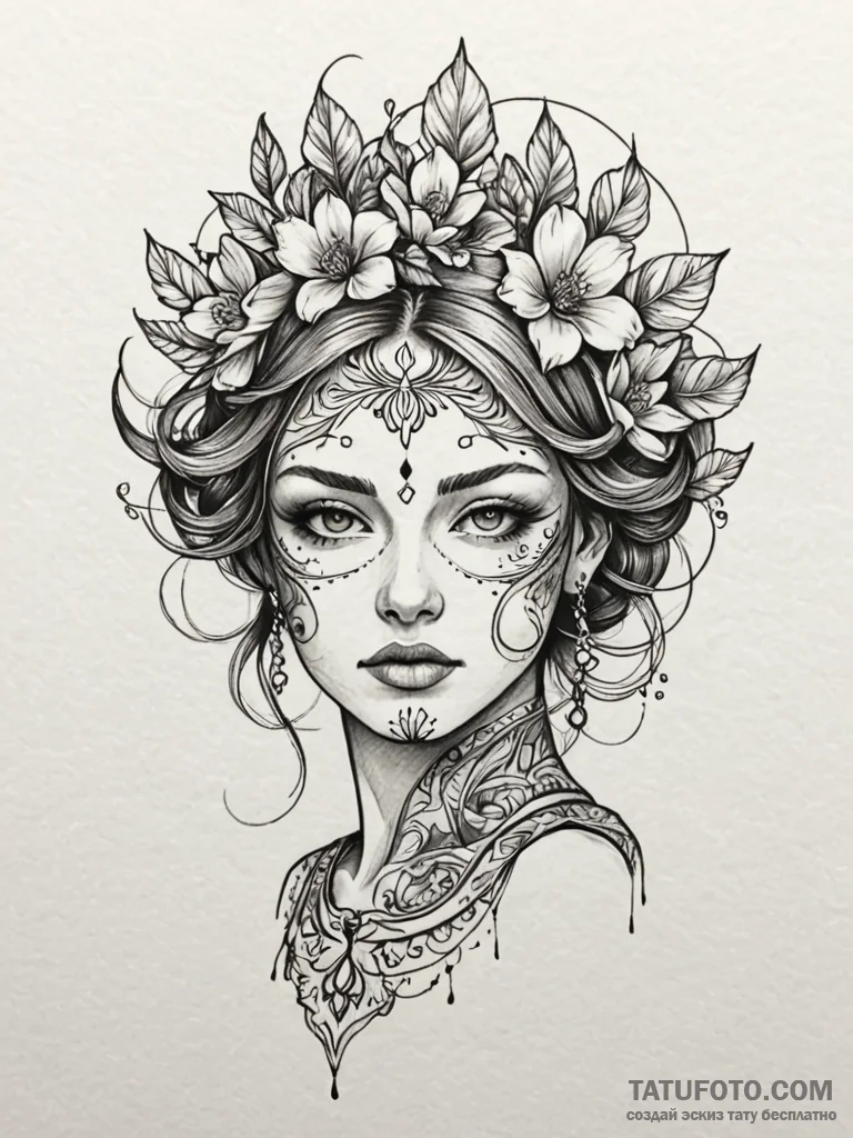 U, concept art for tattoo, on a clean white p… — эскиз тату (№1752572779_0, 15.07.2025 09:46) — Tatufoto.com