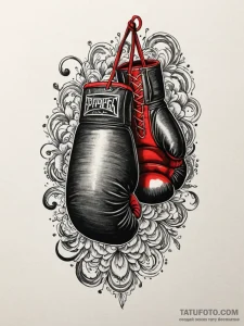 A classic boxing glove and punchbag, training... - эскиз тату (№1752573034_0, 15.07.2025 09:50) — Tatufoto.com