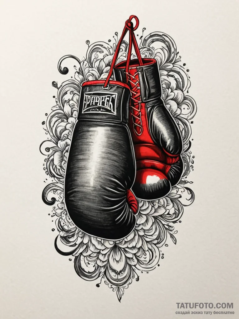 A classic boxing glove and punchbag, training... - эскиз тату (№1752573034_0, 15.07.2025 09:50) — Tatufoto.com