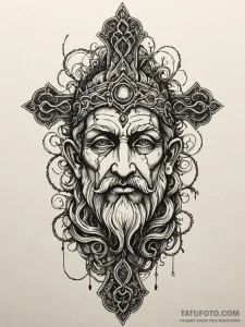 Old god's statue, overgrown with moss, with o... - эскиз тату (№1752573291_0, 15.07.2025 09:54) — Tatufoto.com