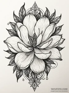 Magnolia, artistic tattoo sketch, highly deta... - эскиз тату (№1752573759_0, 15.07.2025 10:02) — Tatufoto.com