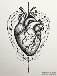Hot air balloon shaped like an anatomical hea... - эскиз тату (№1752574100_0, 15.07.2025 10:08) — Tatufoto.com