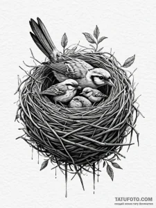 A whimsical bird on a nest, nurturing,, conce... - эскиз тату (№1752575638_0, 15.07.2025 10:33) — Tatufoto.com