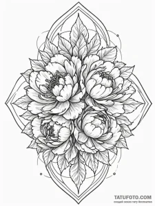 A blooming bouquet of peonies and roses, fine... - эскиз тату (№1752576151_0, 15.07.2025 10:42) — Tatufoto.com