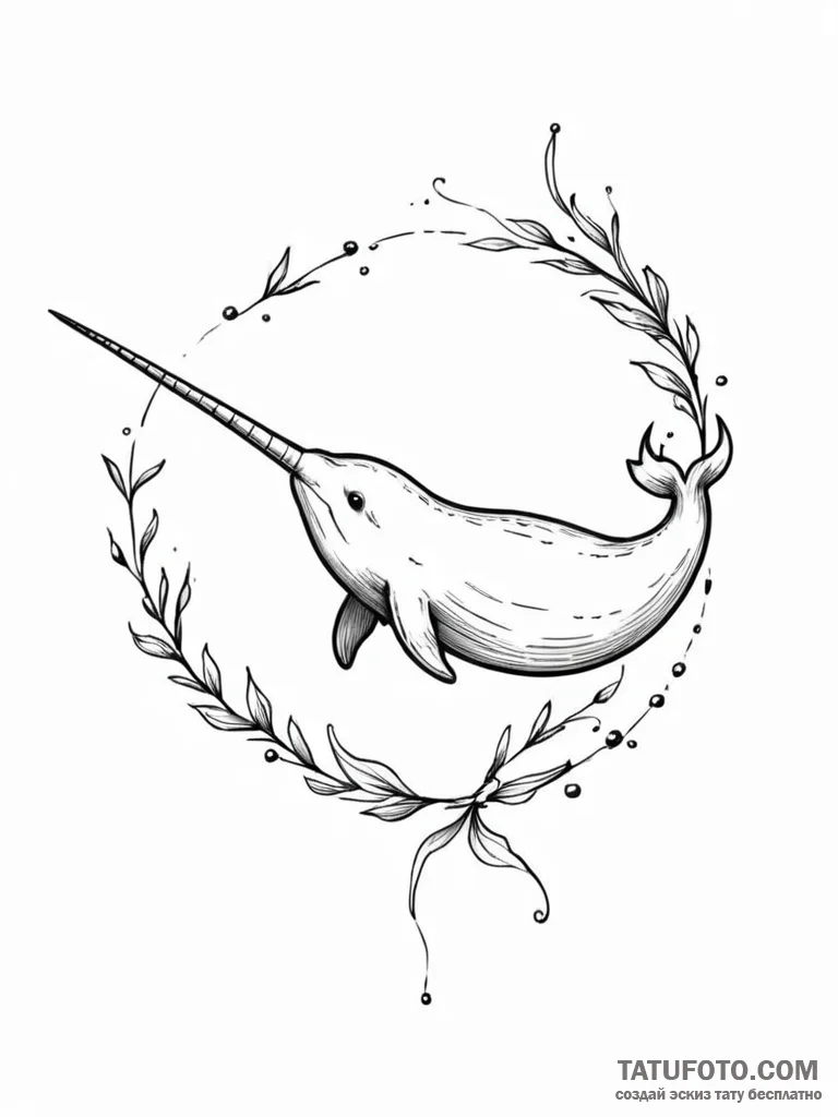 A narwhal — эскиз тату (№1752576408_0, 15.07.2025 10:46) — Tatufoto.com