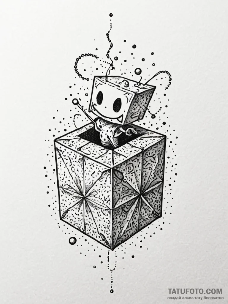 Jack-in-the-box, tattoo drawing outline, mini... - эскиз тату (№1752576663_0, 15.07.2025 10:51) — Tatufoto.com