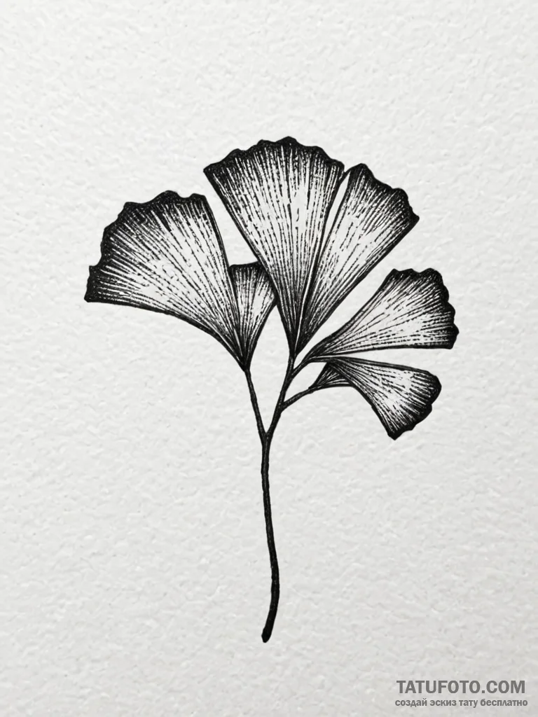 Ginkgo biloba leaf, symbolizing longevity and... - эскиз тату (№1752576833_0, 15.07.2025 10:53) — Tatufoto.com