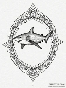 Shark, ink illustration for tattoo, on a clea... - эскиз тату (№1752576918_0, 15.07.2025 10:55) — Tatufoto.com