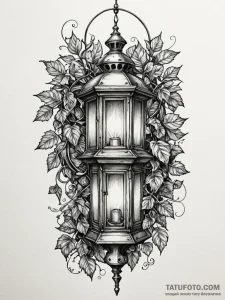 Lantern crowned in ivy, artistic tattoo sketc... - эскиз тату (№1752577003_0, 15.07.2025 10:56) — Tatufoto.com