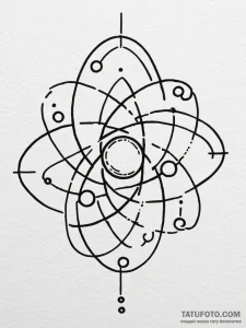 Atom, tattoo drawing outline, minimalist appr... - эскиз тату (№1752577772_0, 15.07.2025 11:09) — Tatufoto.com