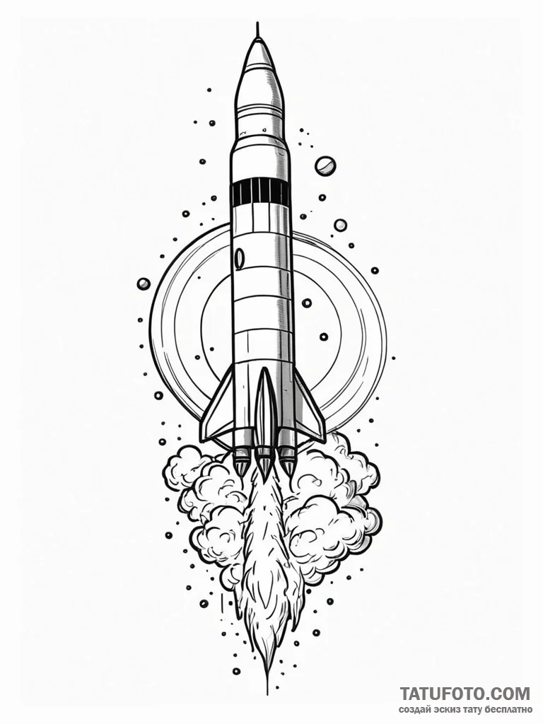 Saturn v rocket during liftoff, stages separa... - эскиз тату (№1752577942_0, 15.07.2025 11:12) — Tatufoto.com