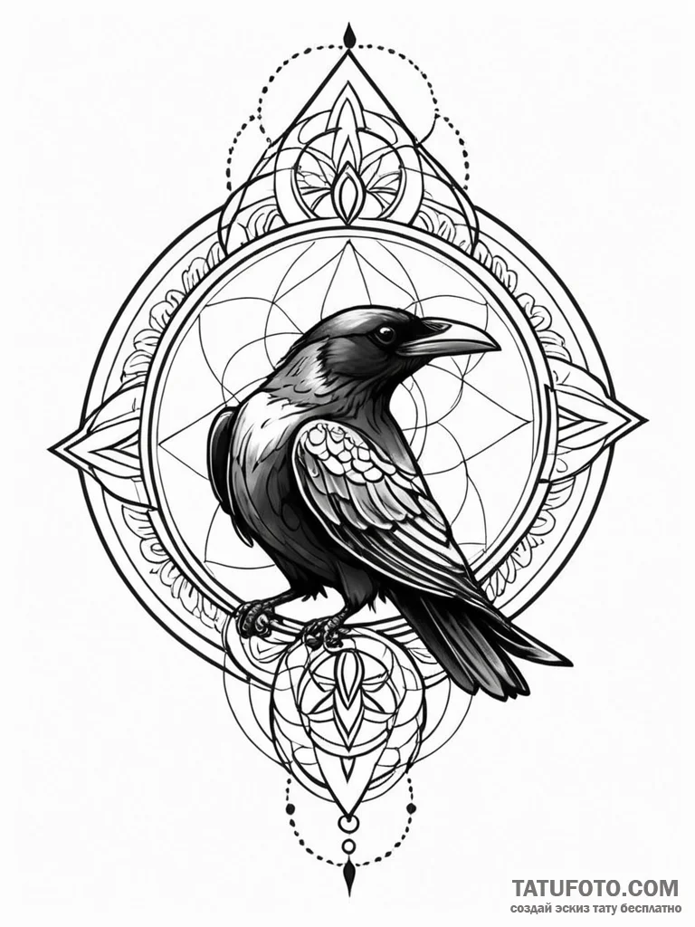 Animated raven dissolving into mist, tattoo f... - эскиз тату (№1752578112_0, 15.07.2025 11:15) — Tatufoto.com