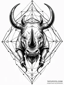 Rhino beetle with a horn of polished obsidian... - эскиз тату (№1752578283_0, 15.07.2025 11:18) — Tatufoto.com