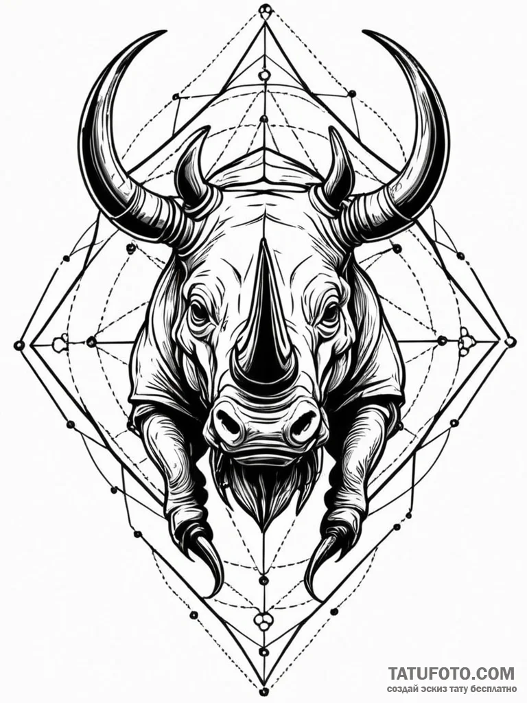Rhino beetle with a horn of polished obsidian... - эскиз тату (№1752578283_0, 15.07.2025 11:18) — Tatufoto.com