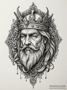 Oak carving of forgotten king, tattoo line ar... - эскиз тату (№1752578539_0, 15.07.2025 11:22) — Tatufoto.com