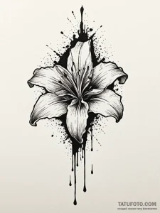 Black lily dripping shadows, tattoo line art,... - эскиз тату (№1752578710_0, 15.07.2025 11:25) — Tatufoto.com
