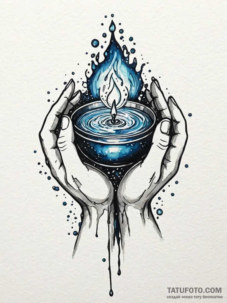 Oracle's hands, cupped and holding a pool of... - эскиз тату (№1752578795_0, 15.07.2025 11:26) — Tatufoto.com