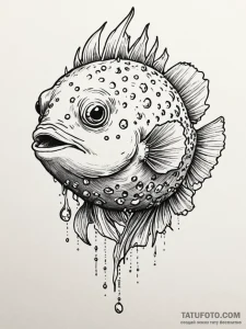 Pufferfish with crystalline spines, concept a... - эскиз тату (№1752578881_0, 15.07.2025 11:28) — Tatufoto.com