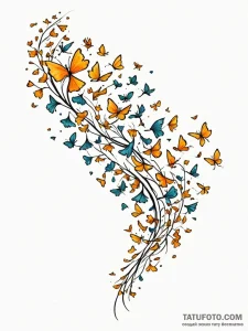 Gingko leaves falling and turning into golden... - эскиз тату (№1752578966_0, 15.07.2025 11:29) — Tatufoto.com