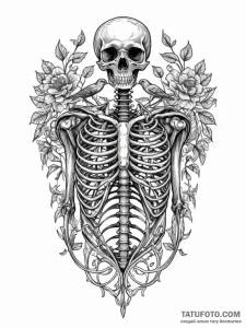 X-ray of a chest showing a birdcage instead o... - эскиз тату (№1752579221_0, 15.07.2025 11:33) — Tatufoto.com