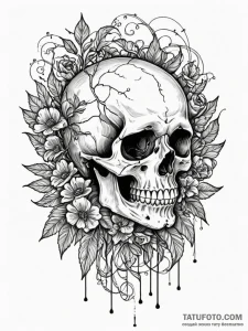 Memento mori (still life with a skull), ink i... - эскиз тату (№1752579476_0, 15.07.2025 11:37) — Tatufoto.com