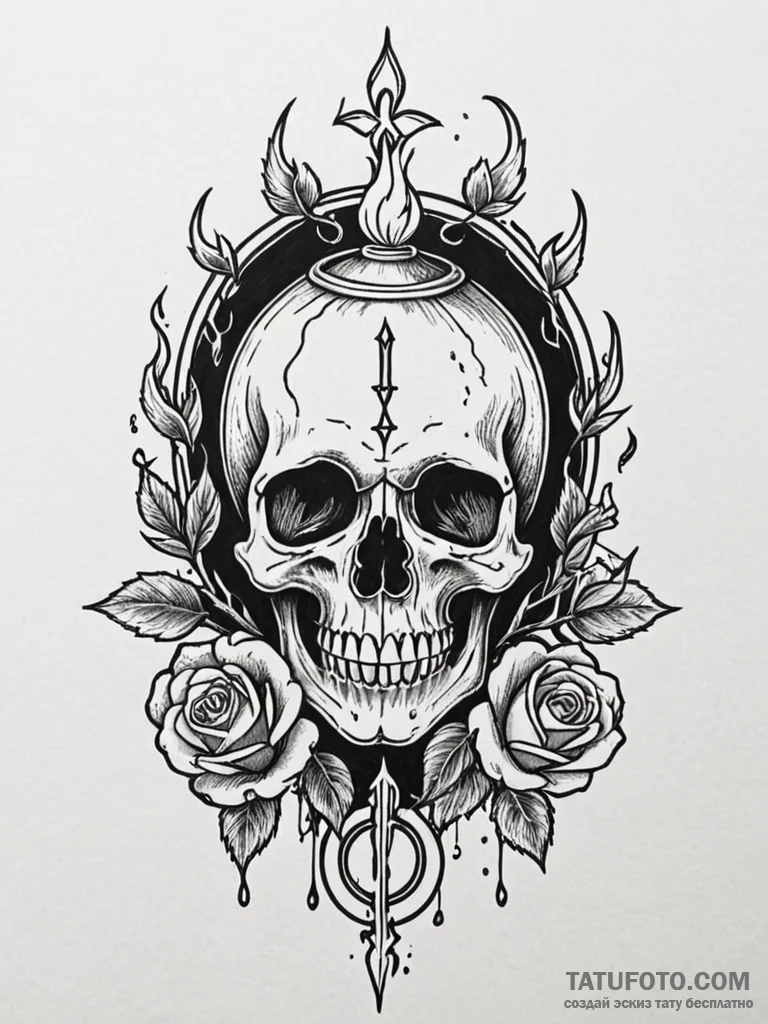 Kettle over ghostly flames, ink illustration... - эскиз тату (№1752579562_0, 15.07.2025 11:39) — Tatufoto.com