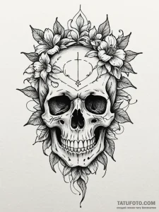 Nightshade blooming through skull, artistic t... - эскиз тату (№1752580705_0, 15.07.2025 11:58) — Tatufoto.com
