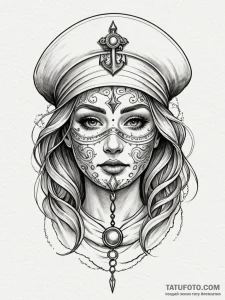 Mask veiled in spectral mist, tattoo line art... - эскиз тату (№1752580876_0, 15.07.2025 12:01) — Tatufoto.com