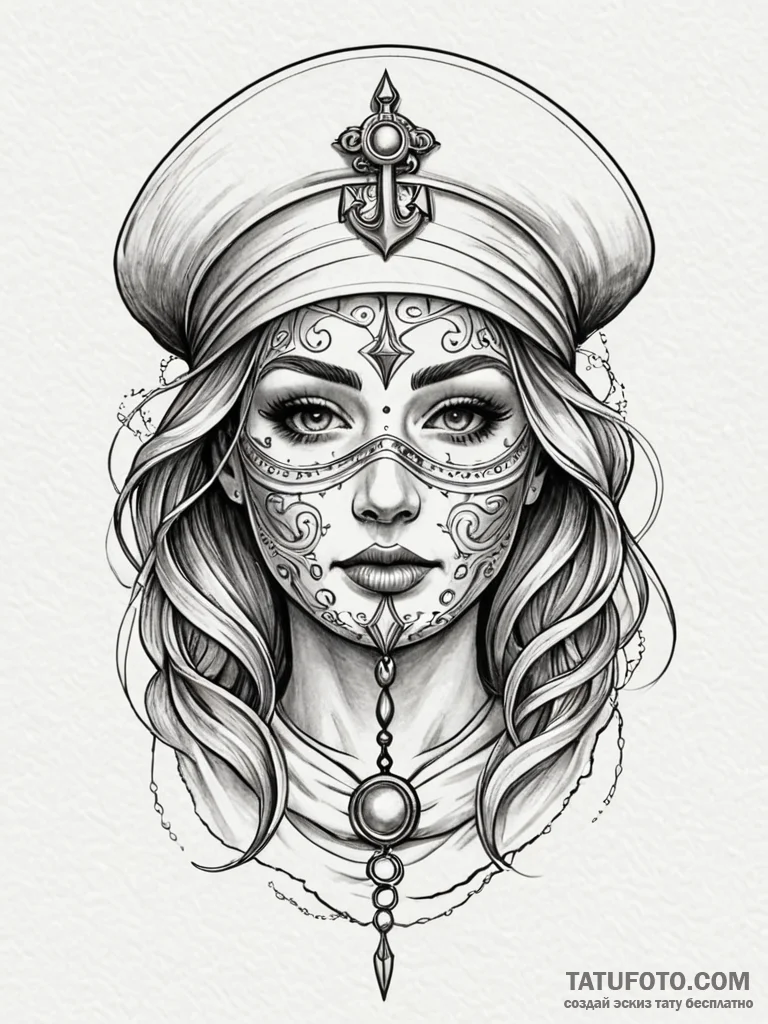 Mask veiled in spectral mist, tattoo line art… — эскиз тату (№1752580876_0, 15.07.2025 12:01) — Tatufoto.com
