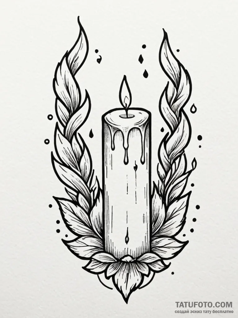 Animated candle with twin flames, tattoo flas... - эскиз тату (№1752581047_0, 15.07.2025 12:04) — Tatufoto.com